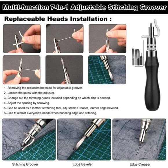 Leather Craft Tools Leather Working Tools Kit with Custom Storage Bag Leather - Picture 5 of 6